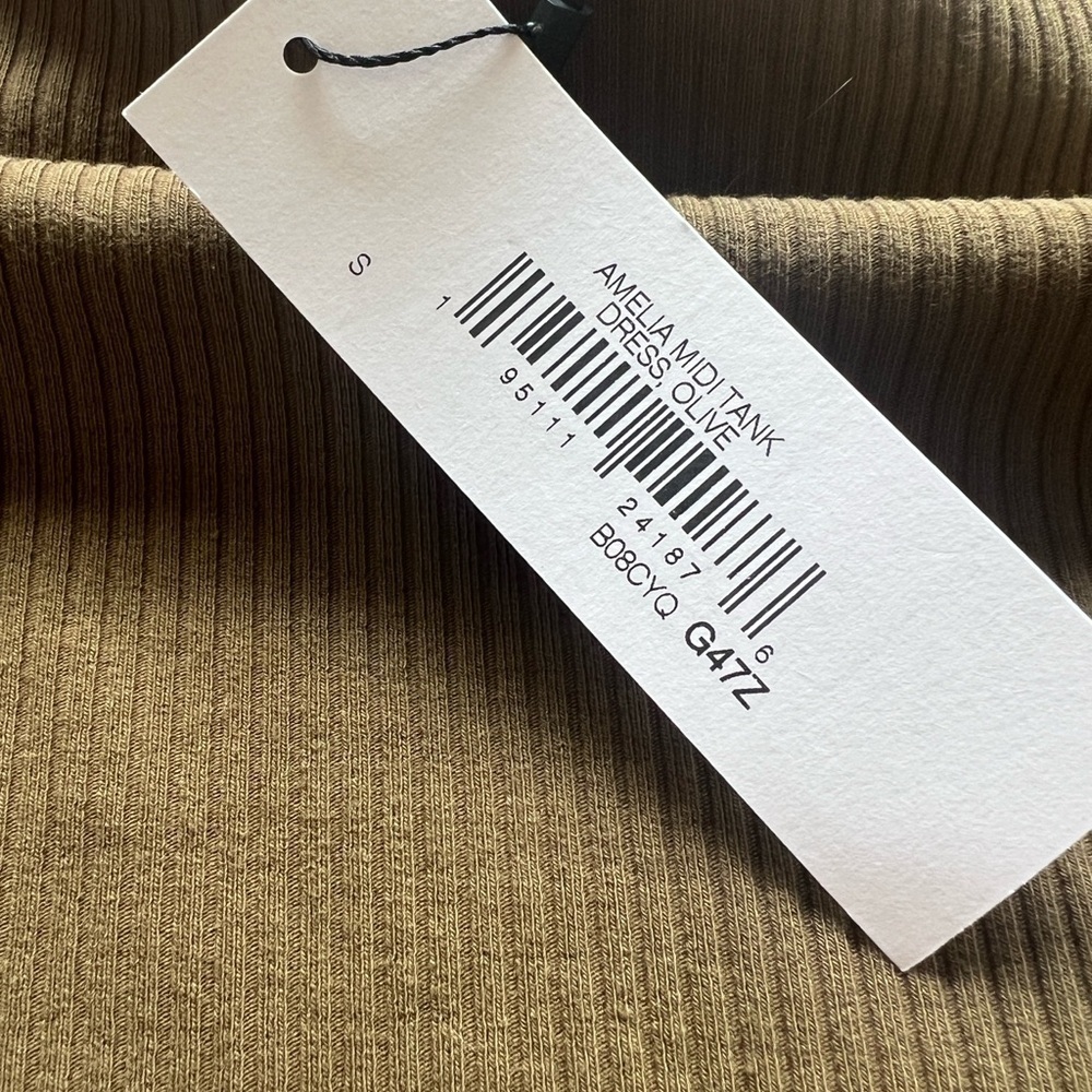NWT The Drop Amelia Olive Green Ribbed Midi Tank Cotton Dress Size Small (E2) - Picture 5 of 7